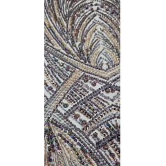 Tule Bordado com Pedrarias Premium Marrom Multicolor HT70848