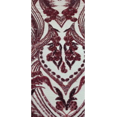 Tule Bordado com Pedrarias Premium Marsala Modelo HS1191  