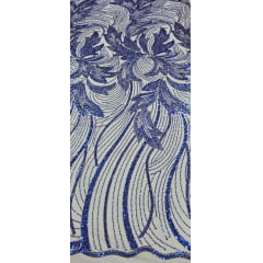 Tule Bordado com Pedrarias Premium Monte Carlo Azul Royal Modelo 274