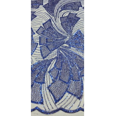 Tule Bordado com Pedrarias Premium Monte Carlo Azul Royal Modelo 275