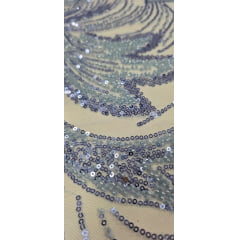 Tule Bordado com Pedrarias Premium Monte Carlo Azul Serenity Modelo 274