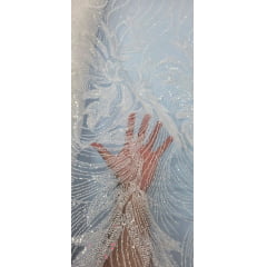 Tule Bordado com Pedrarias Premium Monte Carlo Branco Modelo 274