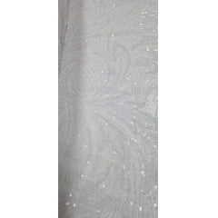 Tule Bordado com Pedrarias Premium Monte Carlo Branco Modelo 274