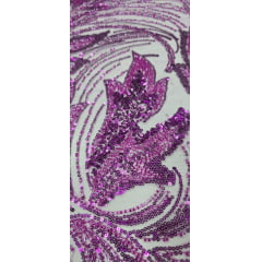 Tule Bordado com Pedrarias Premium Monte Carlo Fucsia Modelo 274 Tule Bordado com Pedrarias Premium Monte Carlo Fucsia Modelo 274