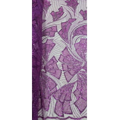 Tule Bordado com Pedrarias Premium Monte Carlo Fucsia Modelo 275