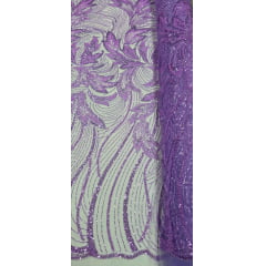 Tule Bordado com Pedrarias Premium Monte Carlo Lilás Modelo 274 Tule Bordado com Pedrarias Premium Monte Carlo Lilás Modelo 274