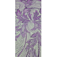 Tule Bordado com Pedrarias Premium Monte Carlo Lilás Modelo 274