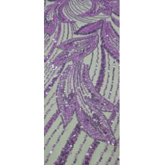 Tule Bordado com Pedrarias Premium Monte Carlo Lilás Modelo 274