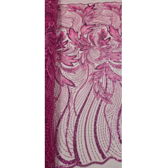 Tule Bordado com Pedrarias Premium Monte Carlo Pink Modelo 274 Tule Bordado com Pedrarias Premium Monte Carlo Pink Modelo 274