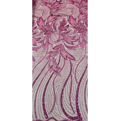 Tule Bordado com Pedrarias Premium Monte Carlo Pink Modelo 274