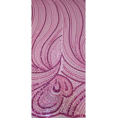 Tule Bordado com Pedrarias Premium Monte Carlo Pink Modelo 337
