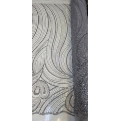 Tule Bordado com Pedrarias Premium Monte Carlo Prata Modelo 337 Tule Bordado com Pedrarias Premium Monte Carlo Prata Modelo 337