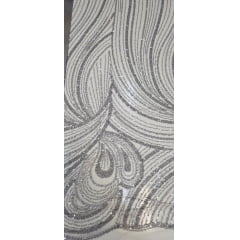 Tule Bordado com Pedrarias Premium Monte Carlo Prata Modelo 337