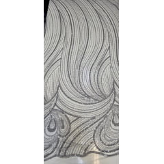 Tule Bordado com Pedrarias Premium Monte Carlo Prata Modelo 337