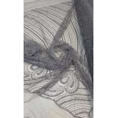 Tule Bordado com Pedrarias Premium Monte Carlo Prata Modelo 337
