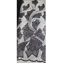 Tule Bordado com Pedrarias Premium Monte Carlo Preto Modelo 275