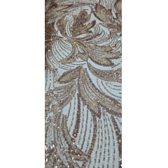 Tule Bordado com Pedrarias Premium Monte Carlo Rosê Gold Modelo 274
