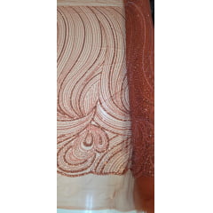 Tule Bordado com Pedrarias Premium Monte Carlo Terracota Modelo 337 Tule Bordado com Pedrarias Premium Monte Carlo Terracota Modelo 337