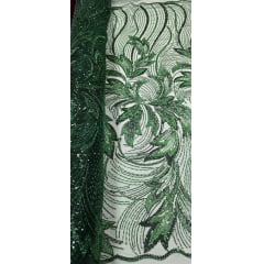 Tule Bordado com Pedrarias Premium Monte Carlo Verde Floresta Modelo 274 Tule Bordado com Pedrarias Premium Monte Carlo Verde Floresta Modelo 274