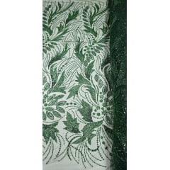 Tule Bordado com Pedrarias Premium Monte Carlo Verde Floresta Modelo 336 Tule Bordado com Pedrarias Premium Monte Carlo Verde Floresta Modelo 336