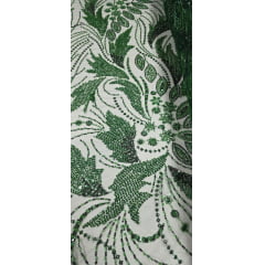 Tule Bordado com Pedrarias Premium Monte Carlo Verde Floresta Modelo 336