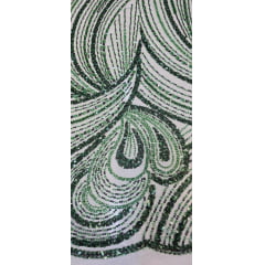 Tule Bordado com Pedrarias Premium Monte Carlo Verde Floresta Modelo 337
