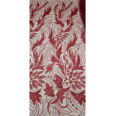 Tule Bordado com Pedrarias Premium Monte Carlo Vermelho Ferrari modelo 336 Tule Bordado com Pedrarias Premium Monte Carlo Vermelho Ferrari modelo 336