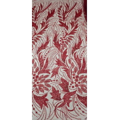 Tule Bordado com Pedrarias Premium Monte Carlo Vermelho Ferrari modelo 336
