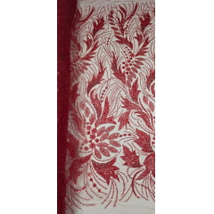 Tule Bordado com Pedrarias Premium Monte Carlo Vermelho  Modelo 336