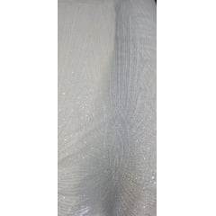 Tule Bordado com Pedrarias Premium Off White  3357A