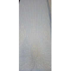 Tule Bordado com Pedrarias Premium Off White  3357A