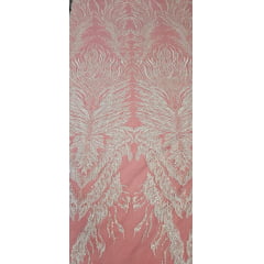 Tule Bordado com Pedrarias Premium Off White  HS1855 