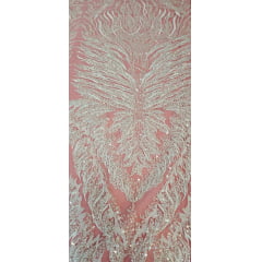 Tule Bordado com Pedrarias Premium Off White  HS1855 