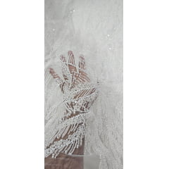 Tule Bordado com Pedrarias Premium Off White Modelo Y2362