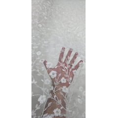 Tule Bordado com Pedrarias Premium Off White STBC62A