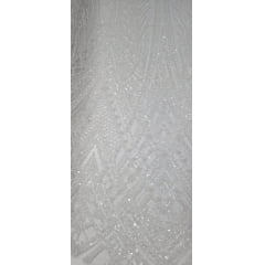 Tule Bordado com Pedrarias Premium Paris Off White BC5A