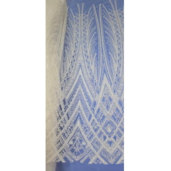 Tule Bordado com Pedrarias Premium Paris Off White BC5A