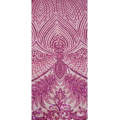 Tule Bordado com Pedrarias Premium  Pink 16871A