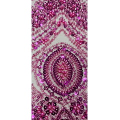 Tule Bordado com Pedrarias Premium Pink TM05892A
