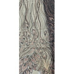 Tule Bordado com Pedrarias Premium Rosê Gold com Cinza Chumbo Multicolor Modelo HT98370 