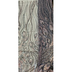 Tule Bordado com Pedrarias Premium Rosê Gold com Cinza Chumbo Multicolor Modelo HT98370 
