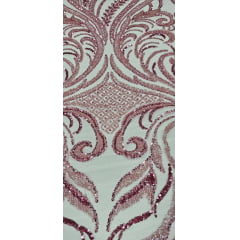 Tule Bordado com Pedrarias Premium Rosê Modelo HS1042  