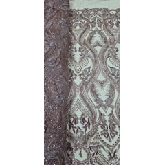 Tule Bordado com Pedrarias Premium Rosê Modelo HS1191 Tule Bordado com Pedrarias Premium Rosê Modelo HS1191