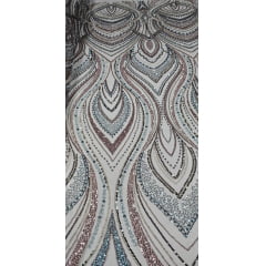 Tule Bordado com Pedrarias Premium Rosê Multicolor HT97504