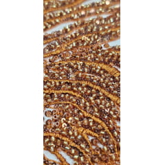Tule Bordado com Pedrarias Premium Terracota HS1855