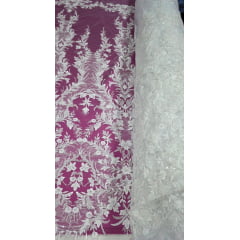 Tule Bordado com Pedrarias Premium Turquia Branco Modelo 21
