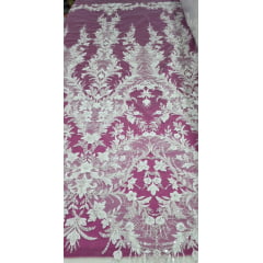 Tule Bordado com Pedrarias Premium Turquia Branco Modelo 21 Tule Bordado com Pedrarias Premium Turquia Branco Modelo 21