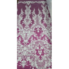 Tule Bordado com Pedrarias Premium Turquia Branco Modelo 21