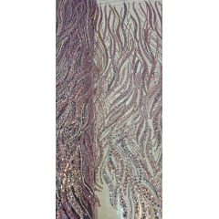 Tule Bordado com Pedrarias Premium Uva Multicolor  HT98063