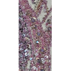 Tule Bordado com Pedrarias Premium Uva Multicolor  HT98063